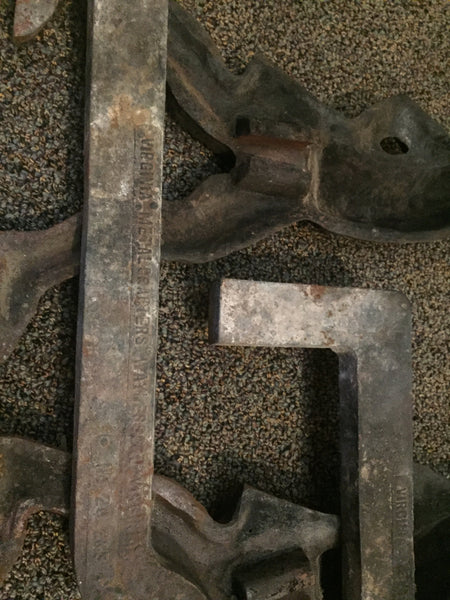 Antique Solid Cast Iron 1940s Hessian soldiers andirons - Virginia Metal Crafters