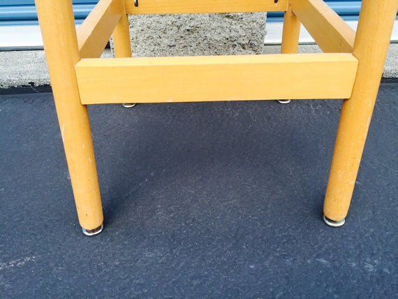 Vintage Danish Modern stool with woven rope seat  Mid Century Wegner Eames