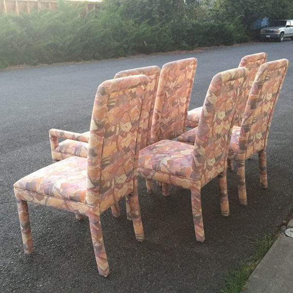 Mastercraft MidCentury Hollywood Regency Upholstered Parsons Dining Chairs-S/6