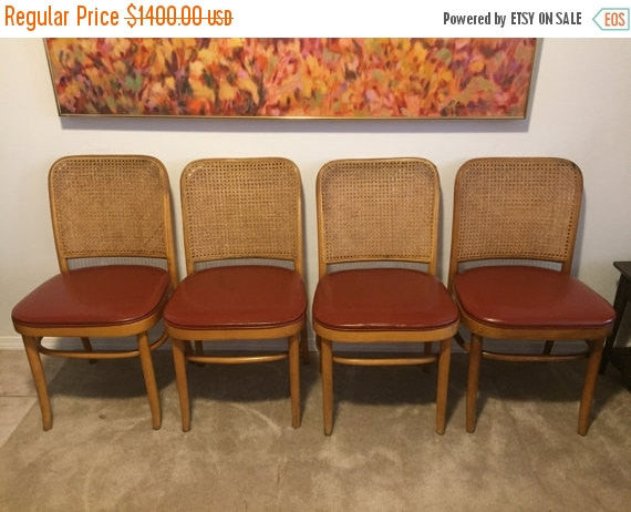 ON HOLD FOR KC- Set of 4Thonet Inspired 'Prague' Chairs by Shelby Williams Bentwood Cane Dining Chair