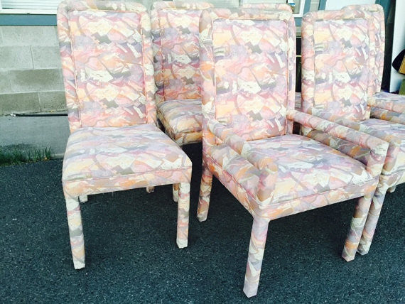 Mastercraft MidCentury Hollywood Regency Upholstered Parsons Dining Chairs-S/6