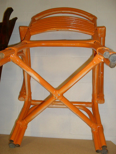 1948 Paul Frankl Style 6 Strand Rattan Dining Table and 6 Chairs tiki hawaiiana retro