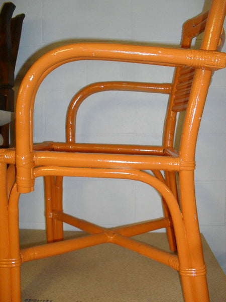 1948 Paul Frankl Style 6 Strand Rattan Dining Table and 6 Chairs tiki hawaiiana retro