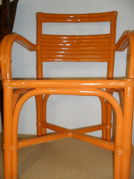 1948 Paul Frankl Style 6 Strand Rattan Dining Table and 6 Chairs tiki hawaiiana retro