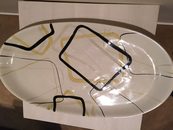 Vintage Redwing Pottery "Smart Set" large serving platter, Pottery Dinnerware Tableware