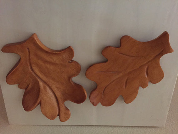 vintage wood maple leaf salad servers