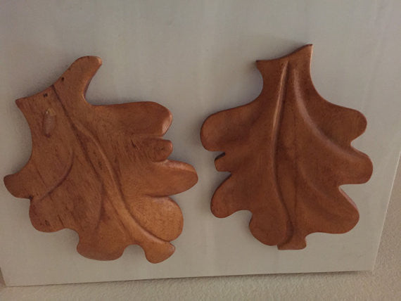 vintage wood maple leaf salad servers