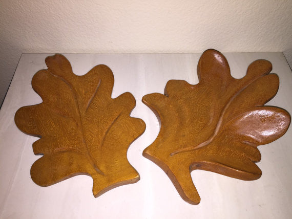 vintage wood maple leaf salad servers