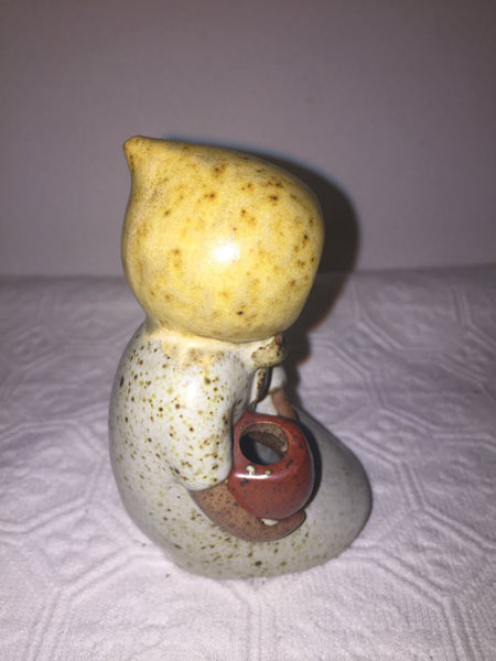 Vintage stoneware Lisa Larson style figural girl with hat and water jug
