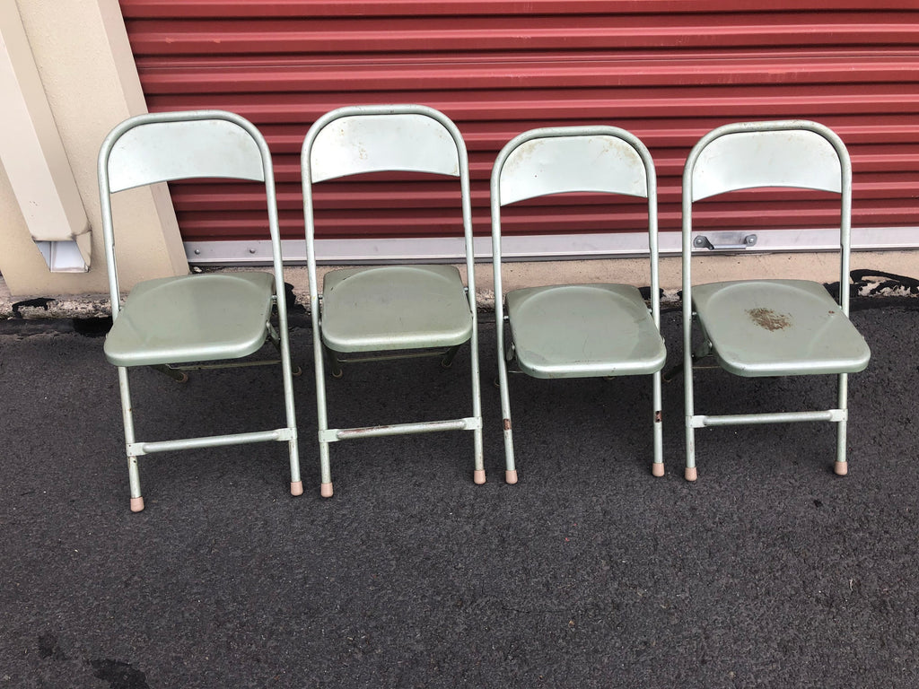 Set of 4 Vintage Folding Children's Metal School Chairs