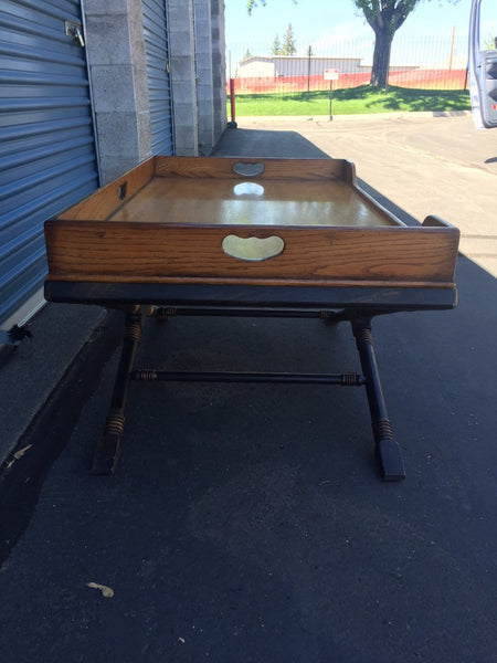 Vintage Drexel Heritage Coffee Table with X Base and Butler's tray top