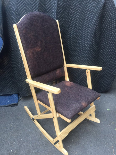 Vintage Modern Folding Rocking Chair with Upholstered Seat and Back -Mid Century - excellent condition