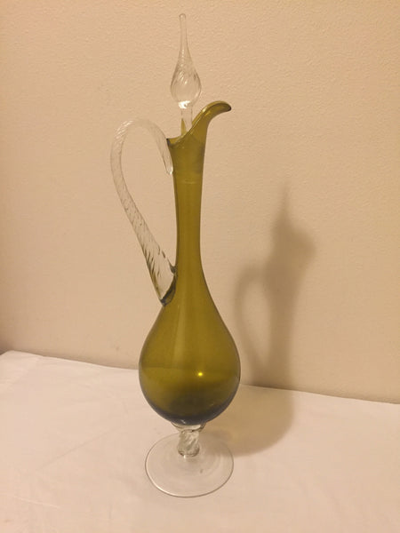 Vintage Amber Guildcraft Italy Mid Century Modern Tall Glass Decanter Vase