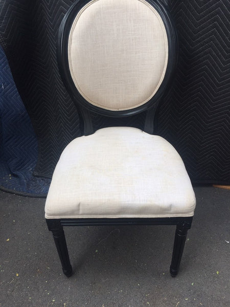 Set of 6- Louis XVI French style Reproduction Dining Chairs- need reupholstery or cleaning.