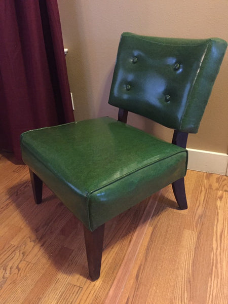 Retro Atomic Slipper Chair, Green Slipper Chair, Art Deco Green Chair- 2 available ( 1 needs upholstery)