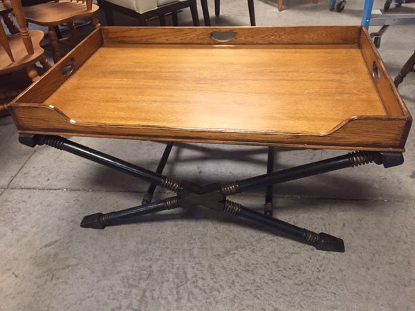 Vintage Drexel Heritage Coffee Table with X Base and Butler's tray top