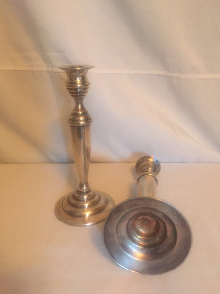 Beautiful Pair of Vintage Art Deco Silverplated Candlesticks by W B Mfg Co Weidlich Bros - 10" tall