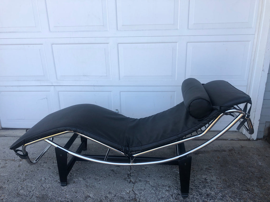 SOM Le Corbusier LC-4 Patio Chaise Lounge Chair Replica with Genuine  Leather, Head Rest and Stainless Steel Frame Mid Centry Modern - Dark Brown