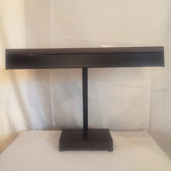 Vintage Black Metal and Brown Faux Wood Luxo Desk Lamp Modernist Bauhaus MCM Madmen