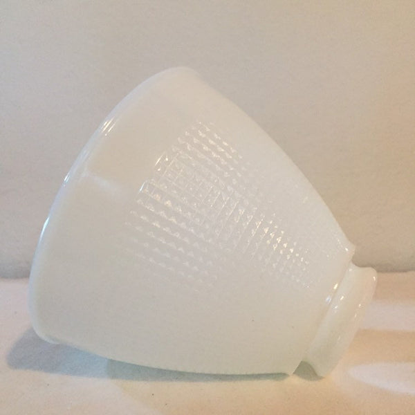 Antique MILK GLASS Diffuser Torchiere Lamp SHADE 6” Dia /2-1/4” fitter Retro Art Deco Waffle Weave Design - Replacement Milk Glass Lampshade