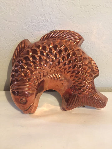 Vintage Copper Fish Mold Kitchen Decor Copper/Brass Pan, Jello Mold, Wall Decor.