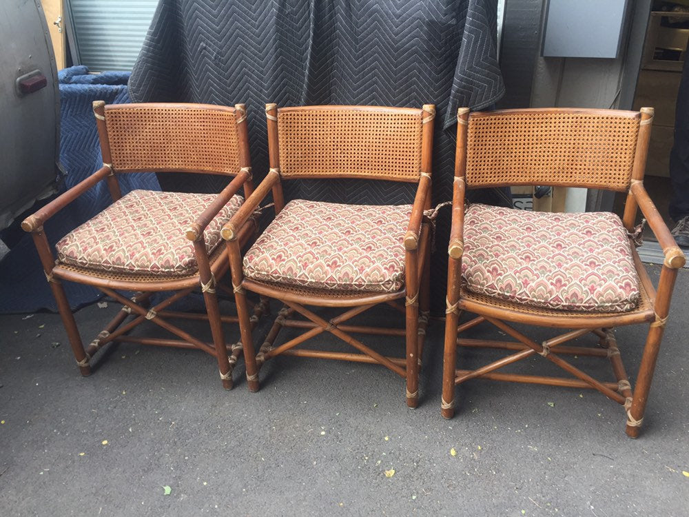 Vintage McGuire Rattan and Cane Arm Chairs (3 available)