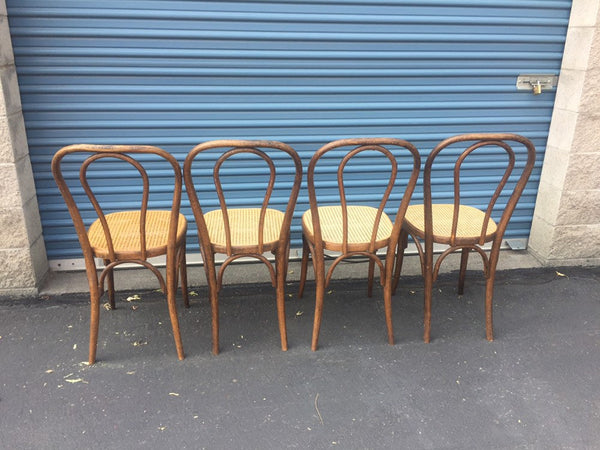 Set of 4 Vintage Cane Josef Hoffman/Thonet Style Bentwood Chairs