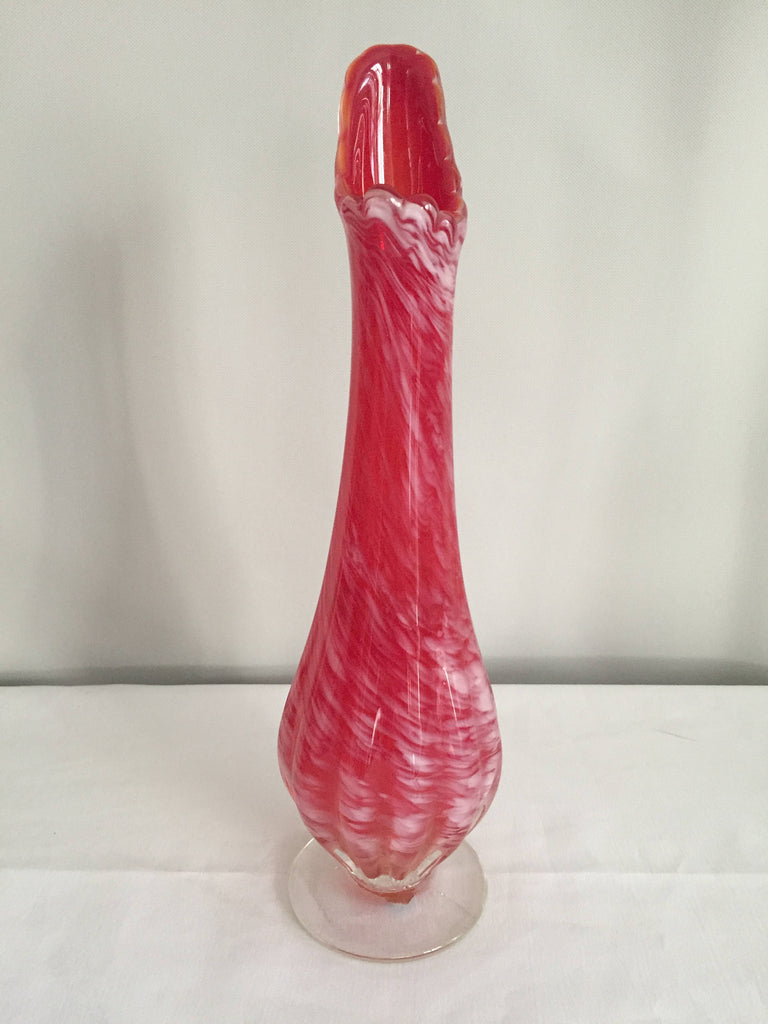 Mid Century Modern Red Swung Footed Vase