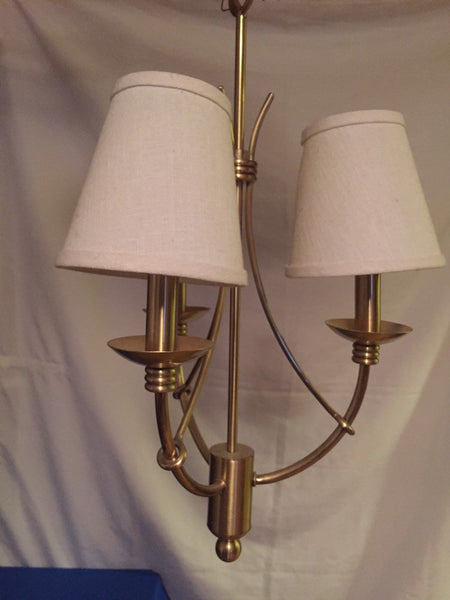 Mid Century Modern 3 arm Brushed Brass Chandelier Pendant Light fixture