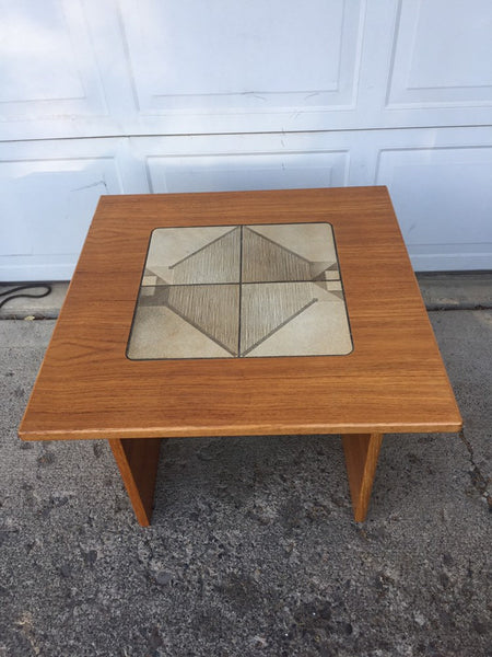 Mid Century Modern Vintage Danish Modern Teak and Tile Coffee or Side Table