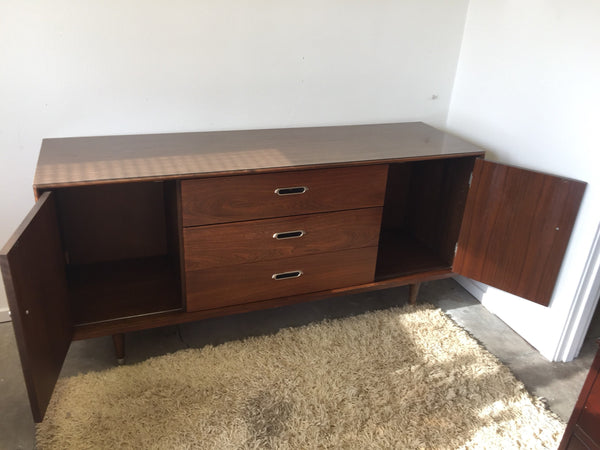Danish Mid-Century Modern Formica Topped Walnut Office Credenza Dresser Chest