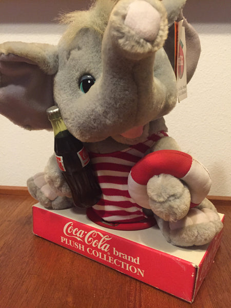 Vintage 1970's Stuffed Animal Elephant with Coca Cola
