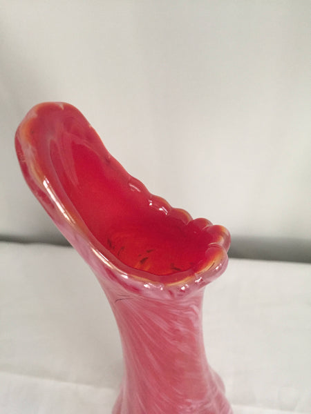 Mid Century Modern Red Swung Footed Vase