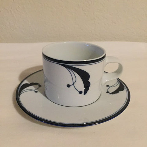 Dansk Flora Blue Bayberry Coffee / Tea Cup and Saucer set ( 5 available) made in Japan