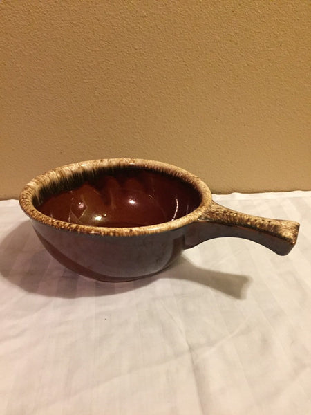 Hull Pottery Brown Drip USA Large Handled Soup Bowl