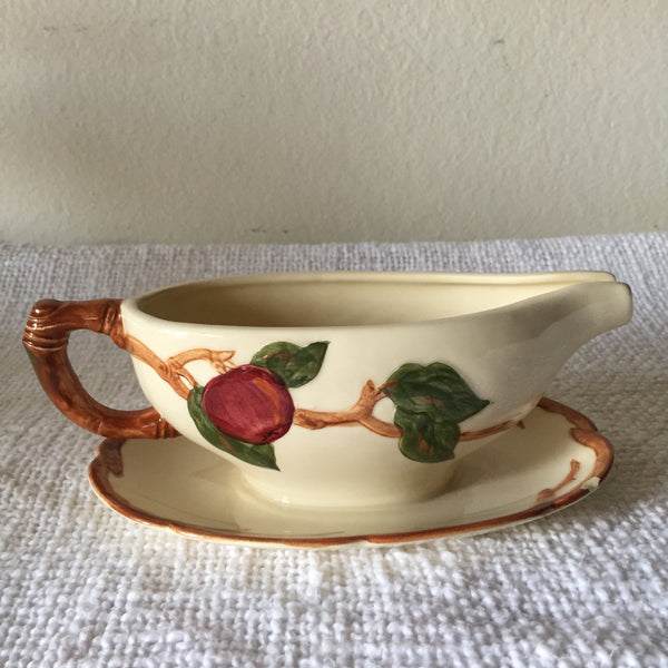 Vintage 1950's Franciscan Apple Gravy boat with attached drip plate