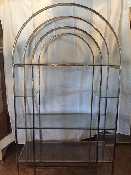 Vintage Chrome Arched Etagere designed by Milo Baughman for Design Institute of America (DIA)