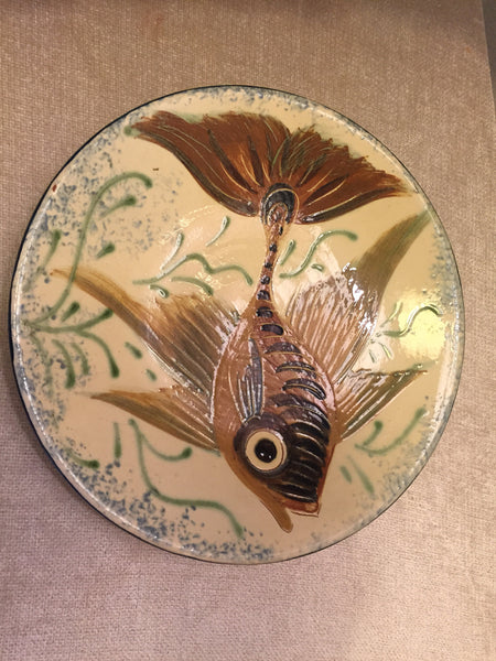 Vintage Decorative Ceramic Plate with Fish motif, wall plate, wall decor, nautical design, fish plate