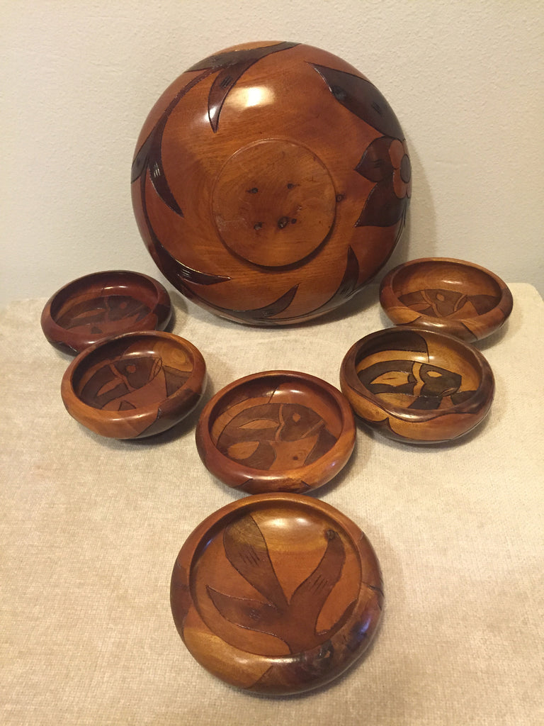 Vintage Modern Salad Bowl Serving Set with 6 individual bowls