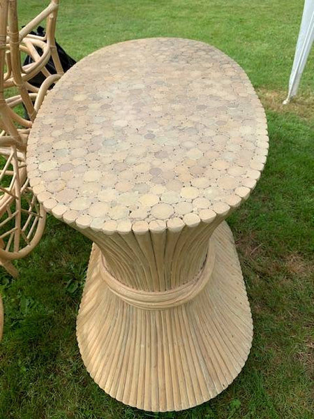 Vintage McGuire Style Rattan Sheaf of Wheat with Glass top