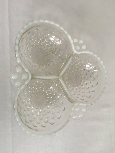 Vintage Moonstone Hobnail Candy or Relish Dish from Anchor Hocking