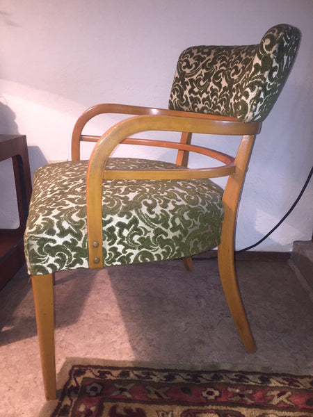 Mid Century Modern Heywood Wakefield Maple Lounge Chair 1930's in the style of Gilbert Rohde for Heywood Wakefield