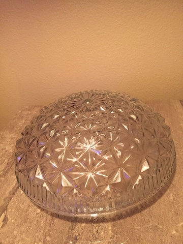 Vintage Clear Glass Starburst Lamp Ceiling Light Fixture -large and heavy 11" diameter