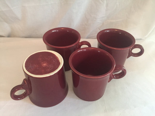 Vintage Fiestaware Cinnabar Coffee Mugs -set of 4