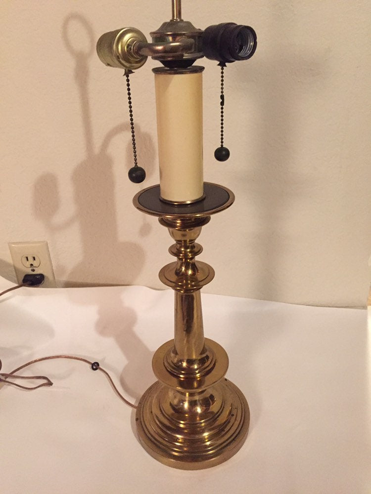 Beautiful Vintage Brass Table Lamp with Capiz Shell Shade and
