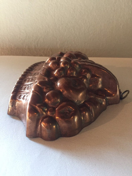 Vintage Copper Fruit Basket Mold Kitchen Decor Copper/Brass Pan, Jello Mold, Wall Decor