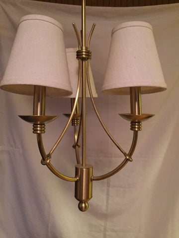 Mid Century Modern 3 arm Brushed Brass Chandelier Pendant Light fixture