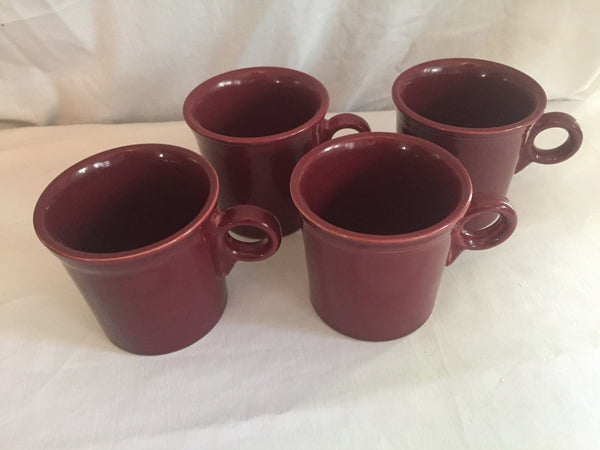 Vintage Fiestaware Cinnabar Coffee Mugs -set of 4