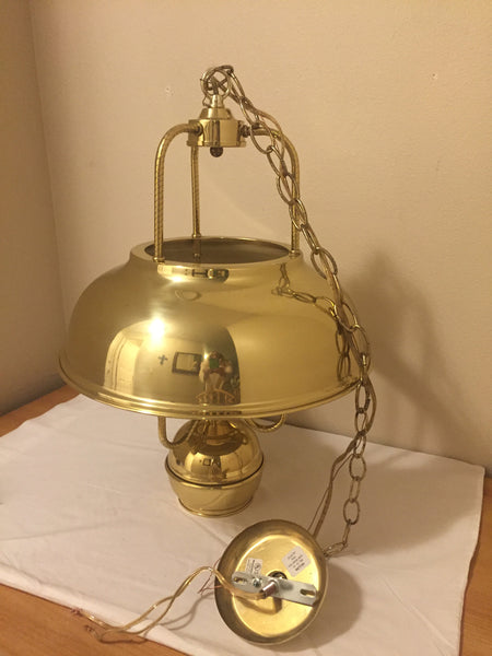 Vintage Hi-Lite Rustic Brass Hurricane Lantern Fixture Hanging Pendant Lamp- farmhouse decor