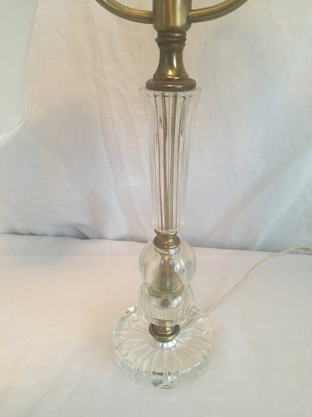 Vintage Brass and Crystal Piano lamp accent lamp desk Lamp with 2 lamp shades- adjustable